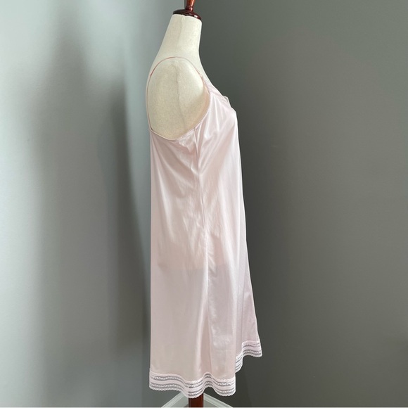 Vintage Slip Dress Size 36 M Lilac Pink Lace Details Adjustable Straps Silky - Picture 3 of 13